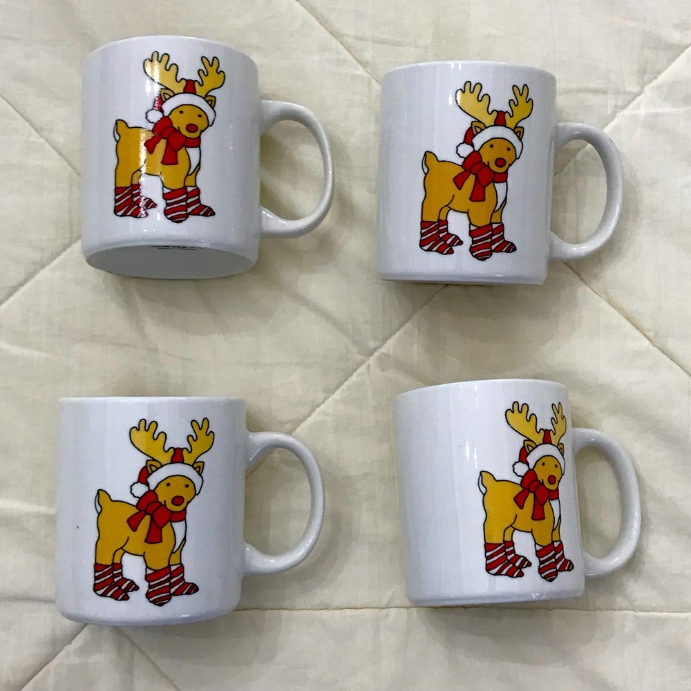 Set of 4 Reindeer Mugs by Sanyei